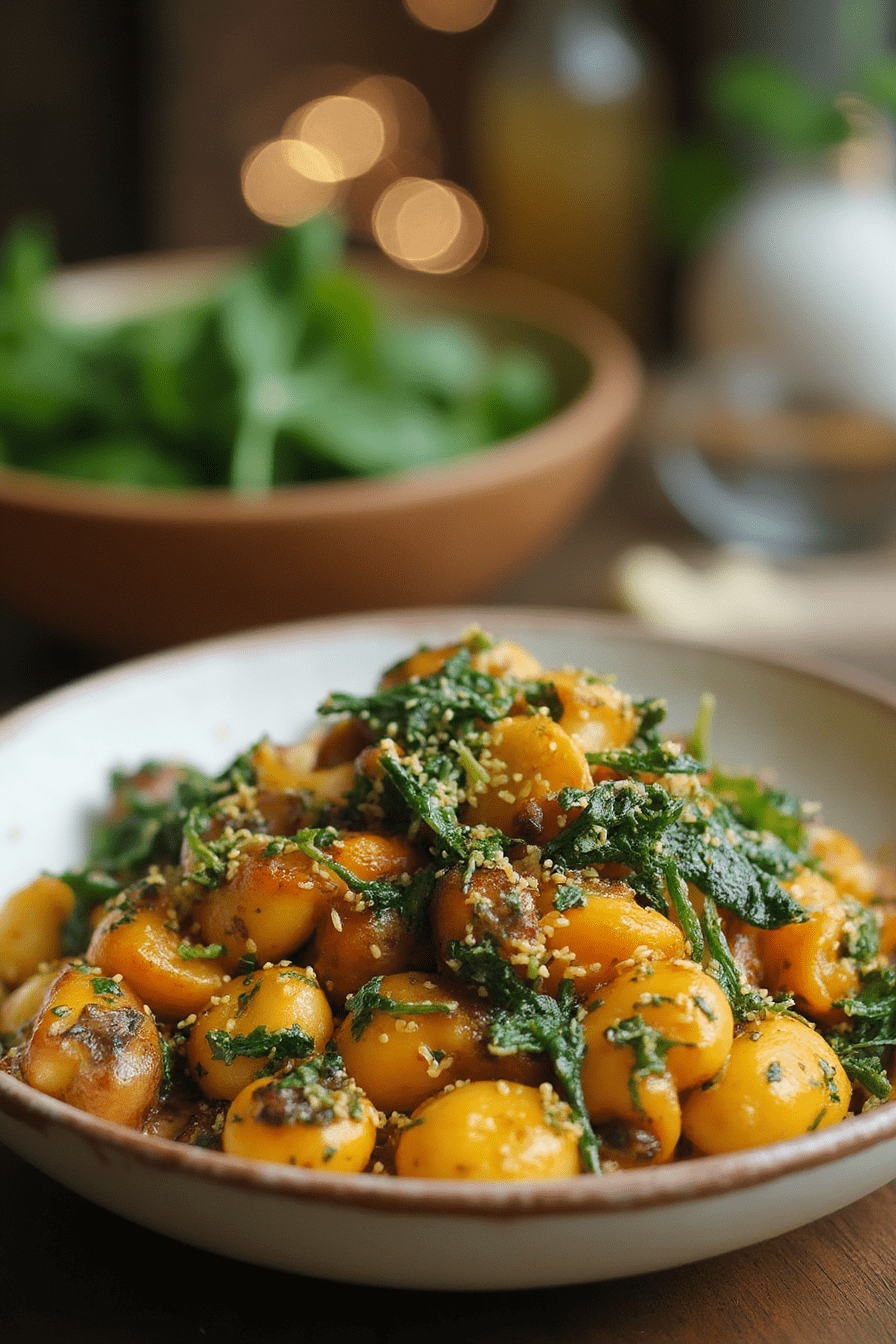 Creamy Spinach and Mushroom Gnocchi with Garlic and Smoked Paprika Cream Sauce Recipe