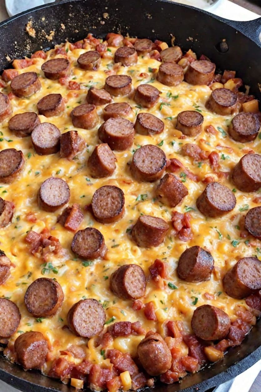 Cheesy Smoked Sausage Skillet Recipe