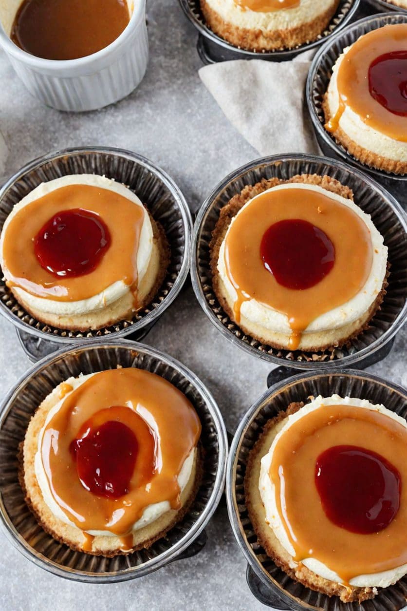 Mini Cheesecakes with Caramel Sauce Recipe