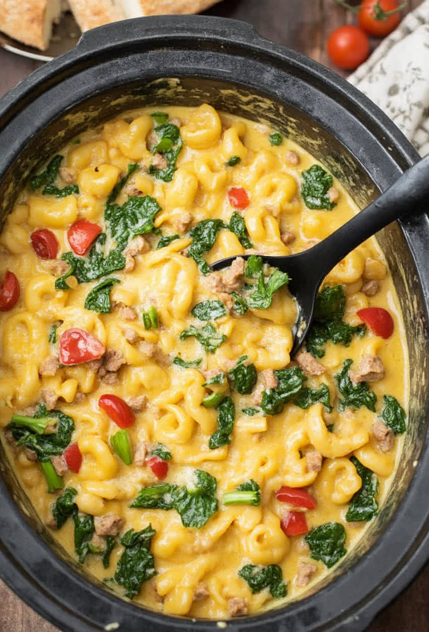 Slow Cooker Creamy Tortellini and Sausage Soup Recipe