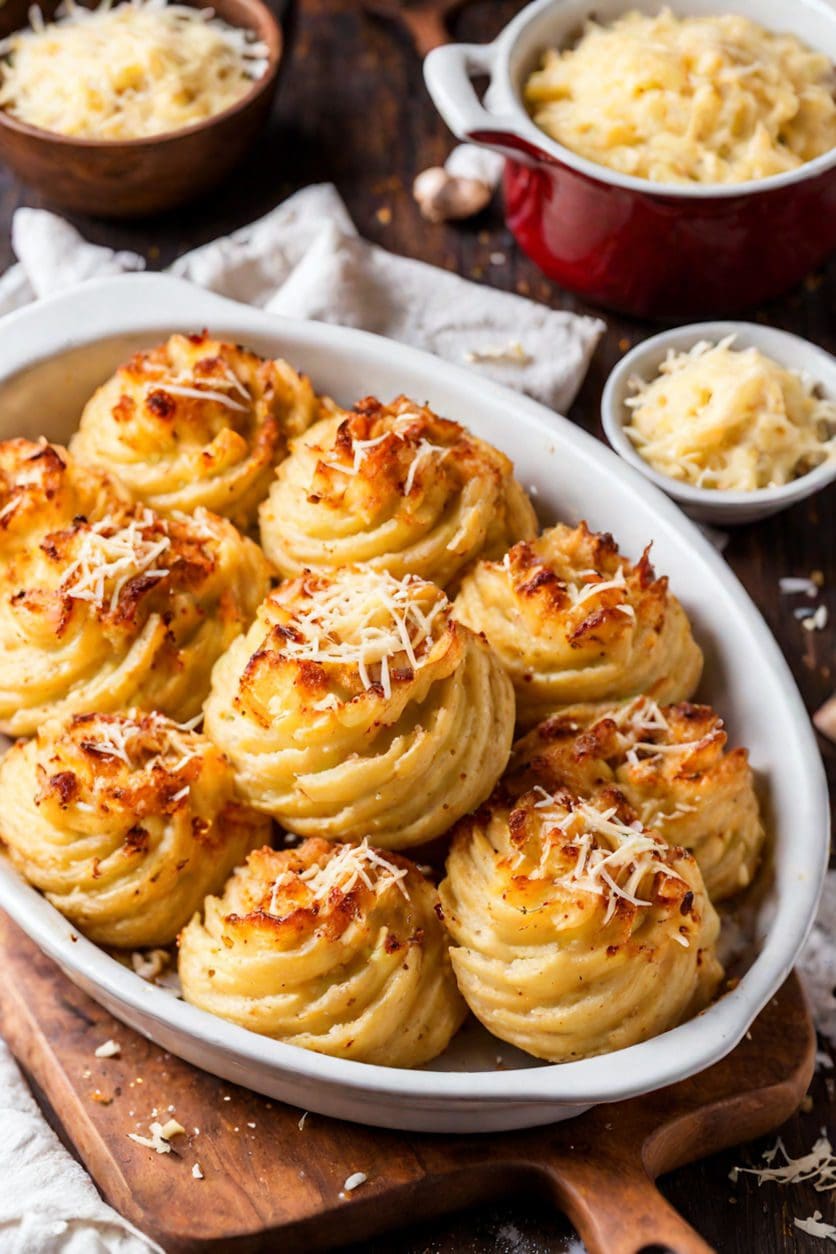 Duchess Potatoes with Garlic and Parmesan Recipe