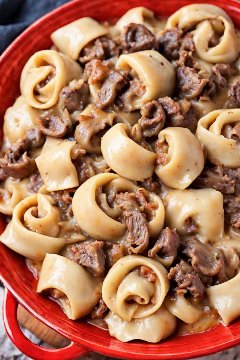 Philly Cheesesteak Tortellini in Rich Provolone Sauce Recipe