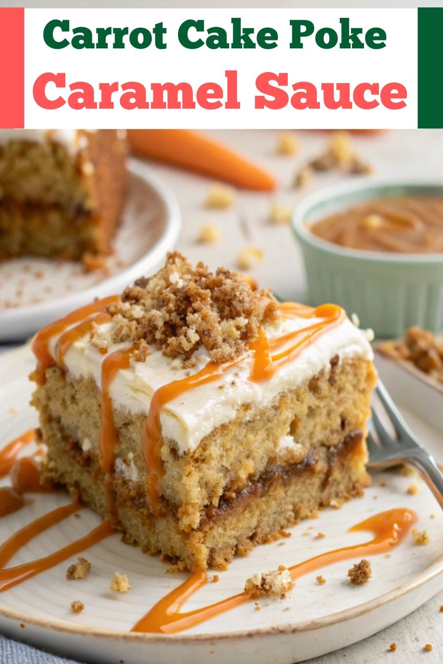 Carrot Cake Poke Cake With Homemade Caramel Sauce