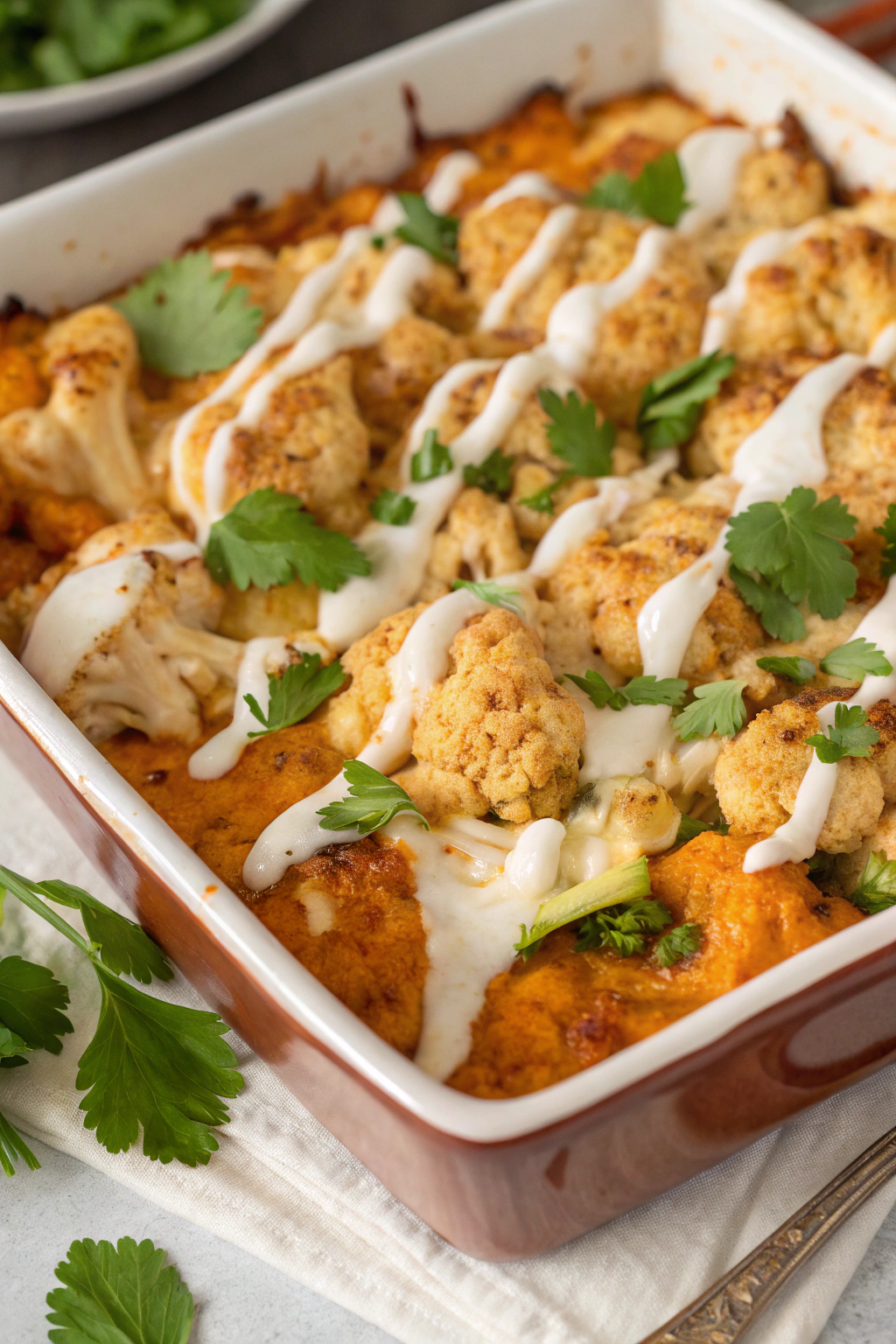 Creamy Buffalo Chicken Cauliflower Casserole Recipe