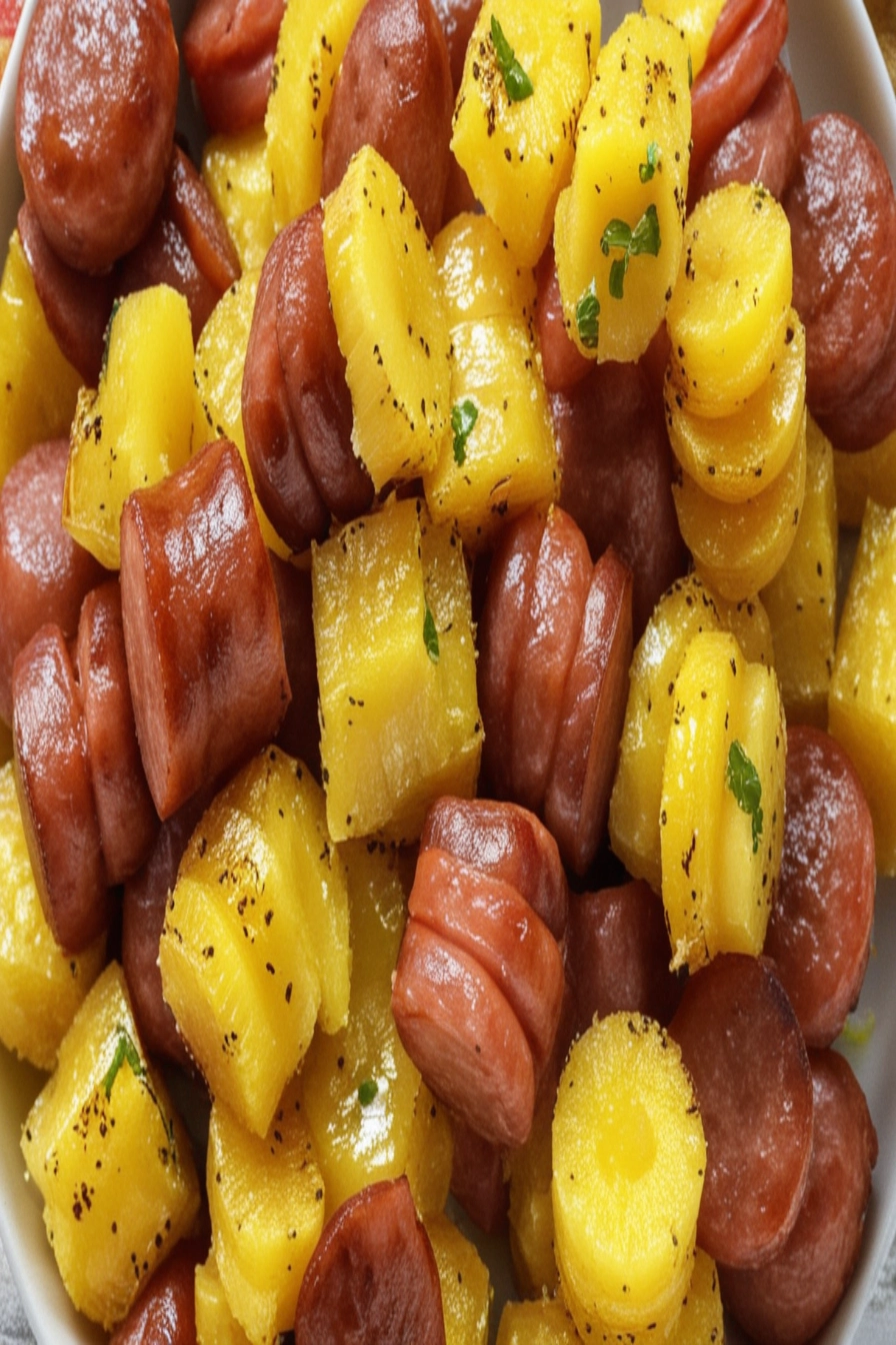 Pineapple Hasselback Kielbasa Bites Recipe