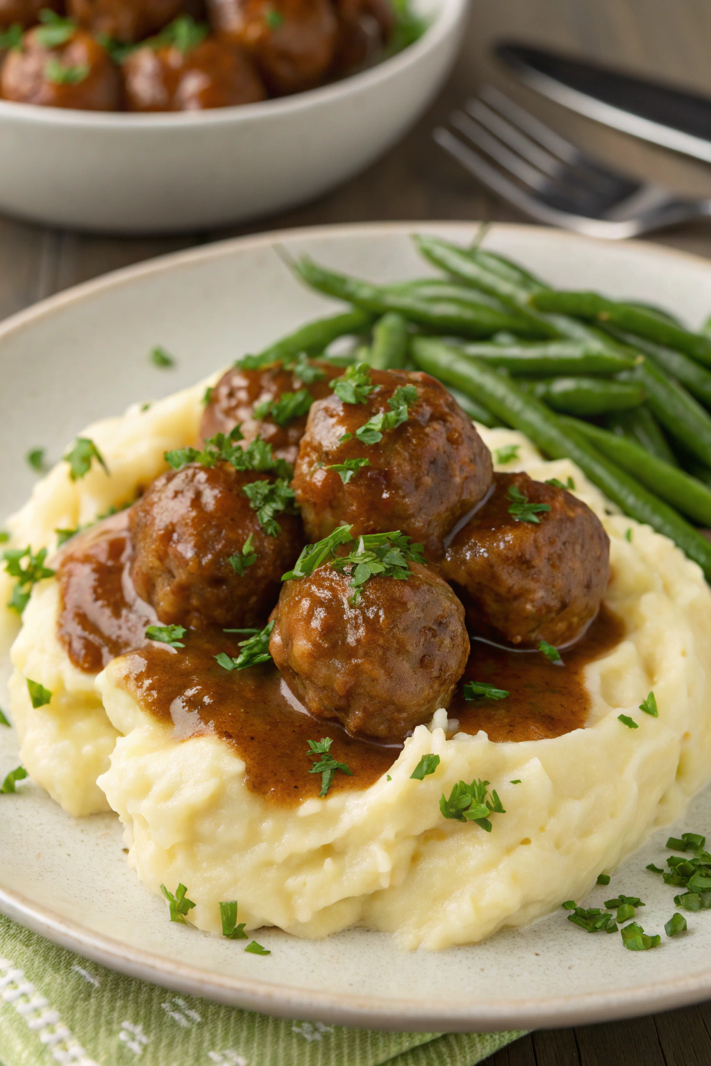 Salisbury Meatballs and Mashed Potatoes Recipe