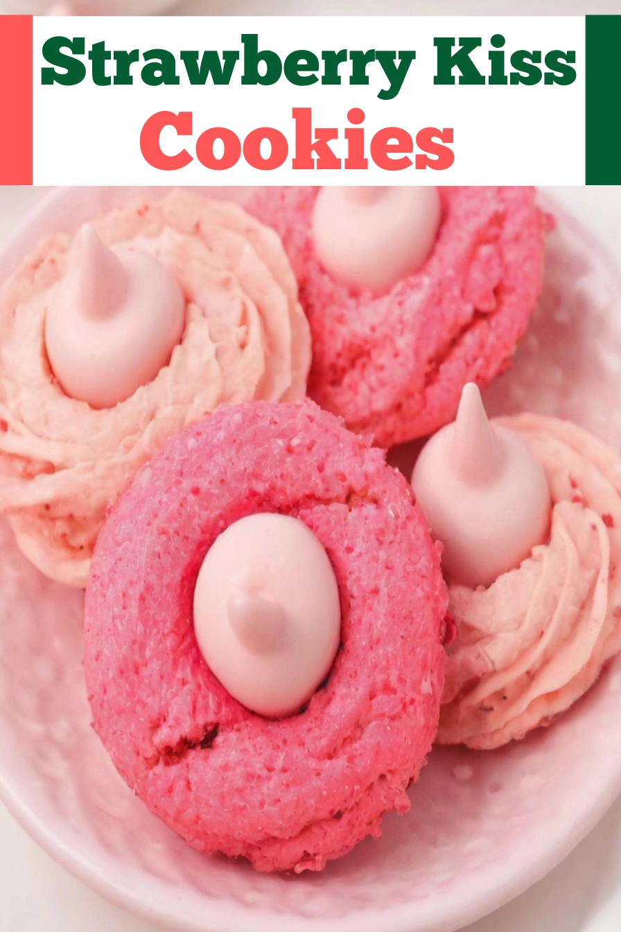 Strawberry Kiss Cookies Recipe pinterest