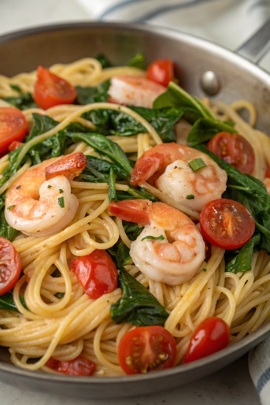 Tomato Spinach Shrimp Pasta Recipe