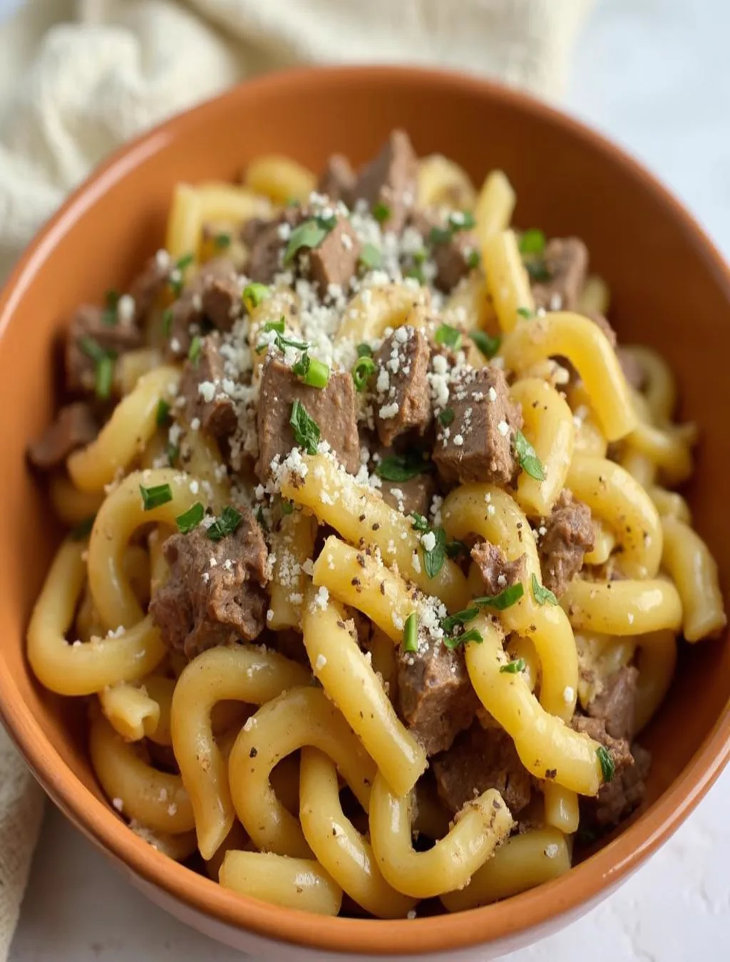 Beef and Rotini in Garlic Parmesan Sauce Recipe