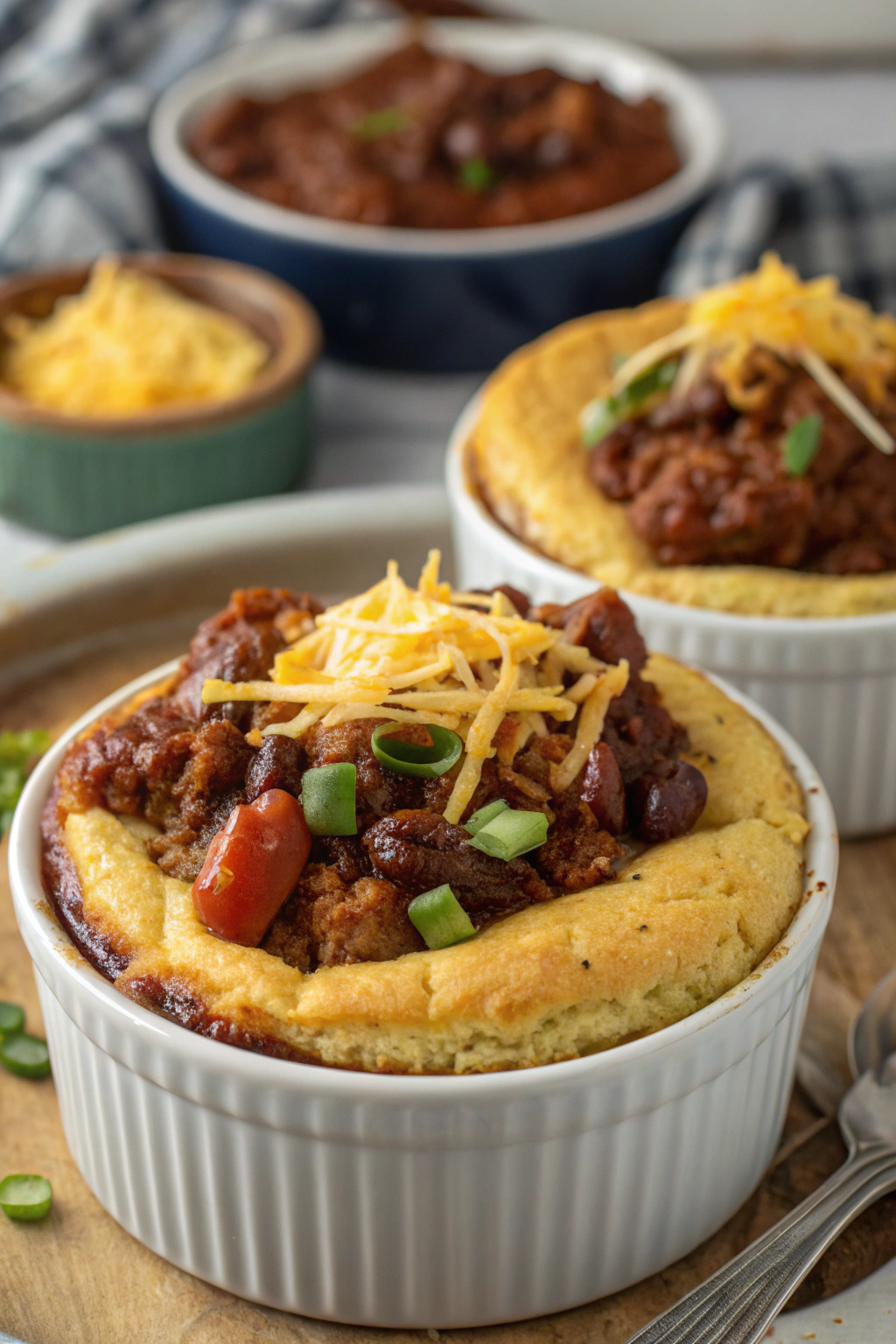 Cornbread-Topped Chili Pot Pies Recipe