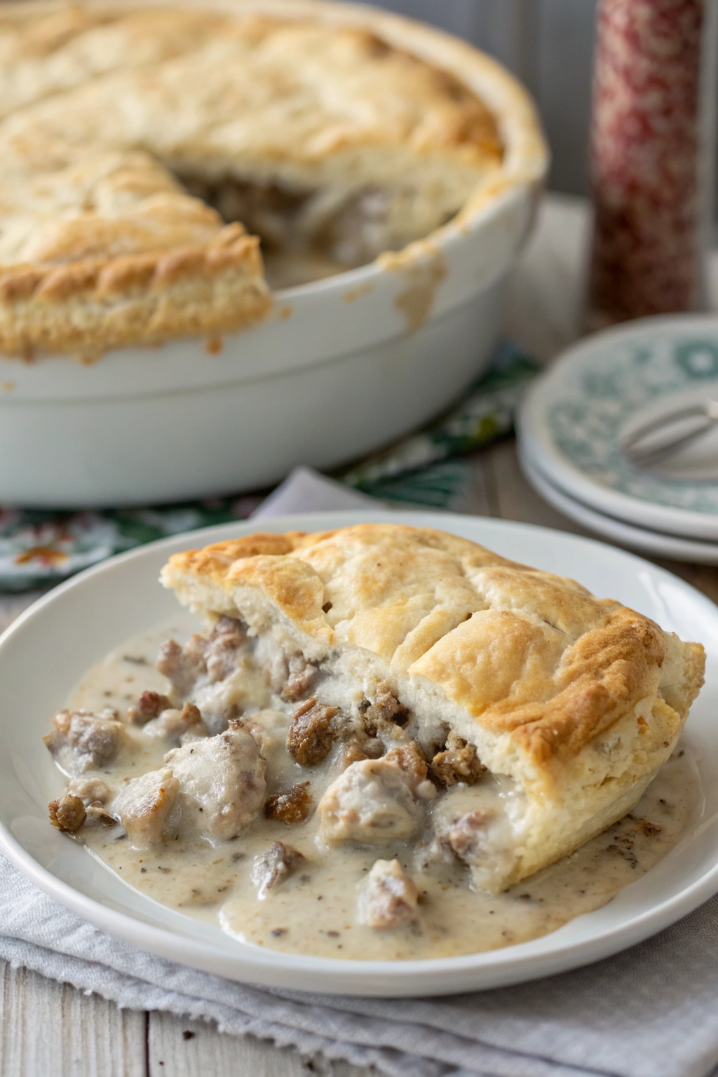 Sausage Gravy Biscuit Pie Recipe