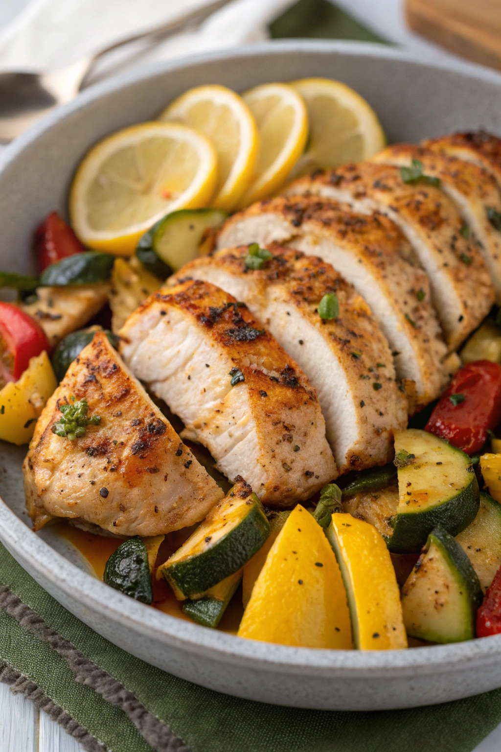 Asado Chicken and Sauteed Lemon Zucchini recipe