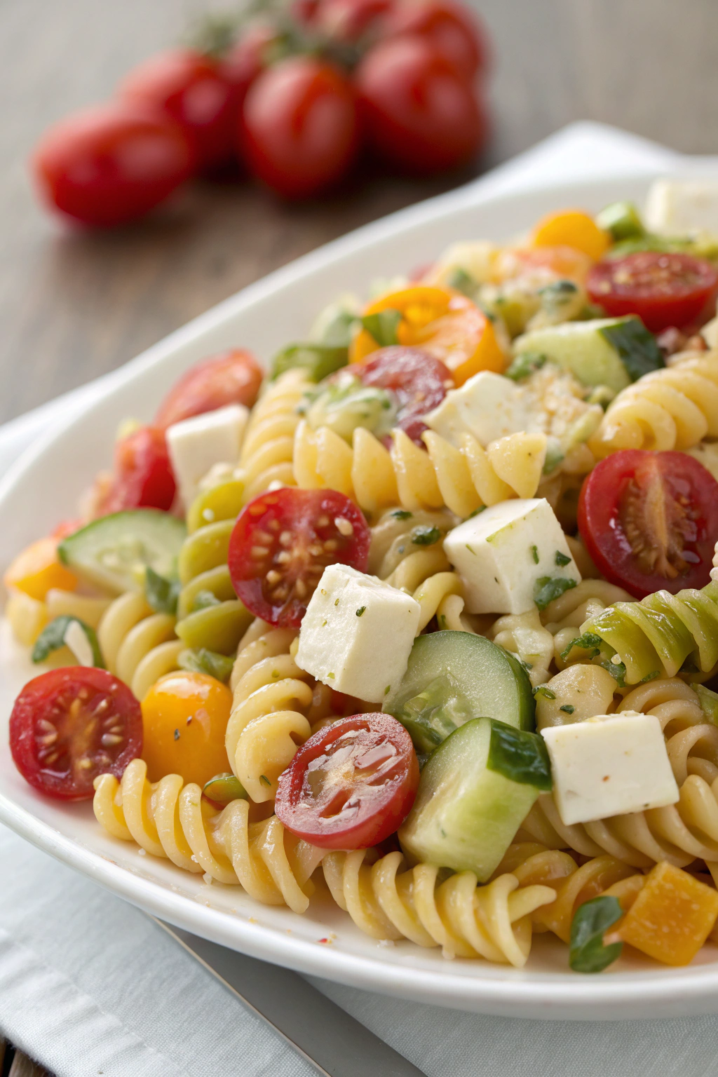 Classic Pasta Salad With Mozzarella, Avocado and Basil