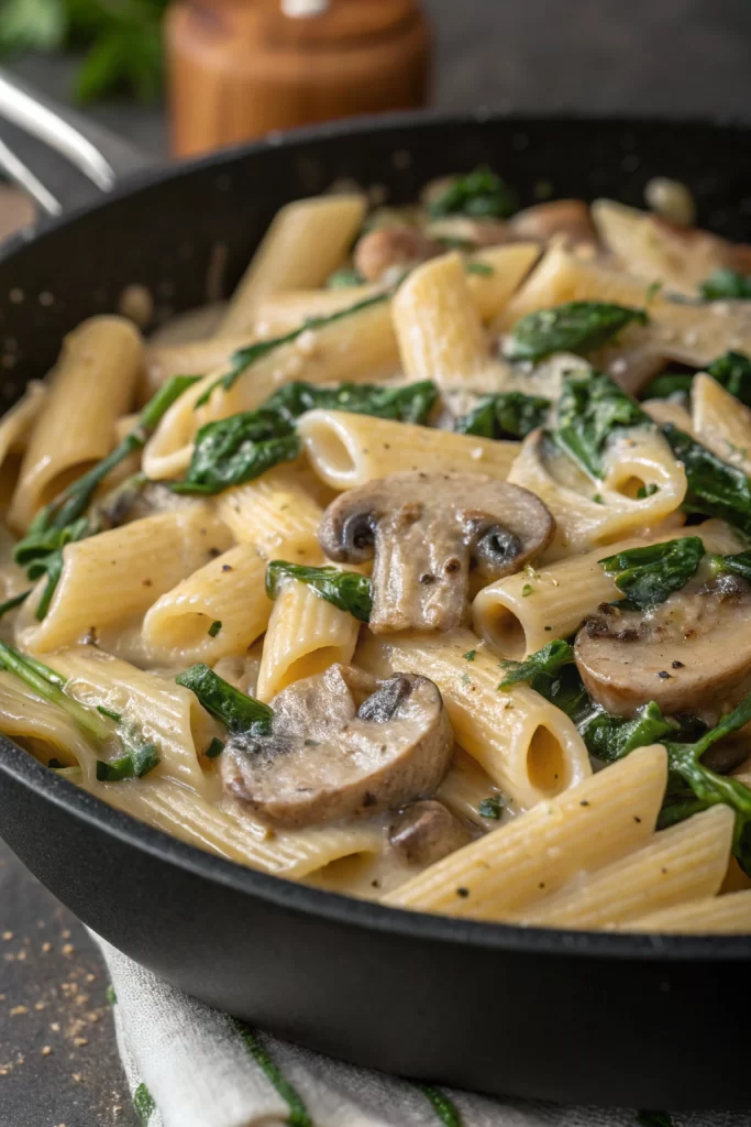 Creamy Mushroom and Spinach Pasta Recipe