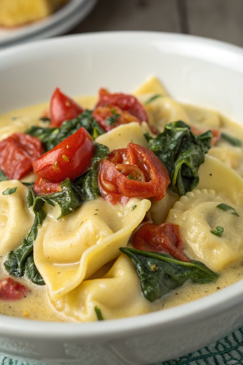Creamy Tortellini with Spinach and Tomatoes Recipe
