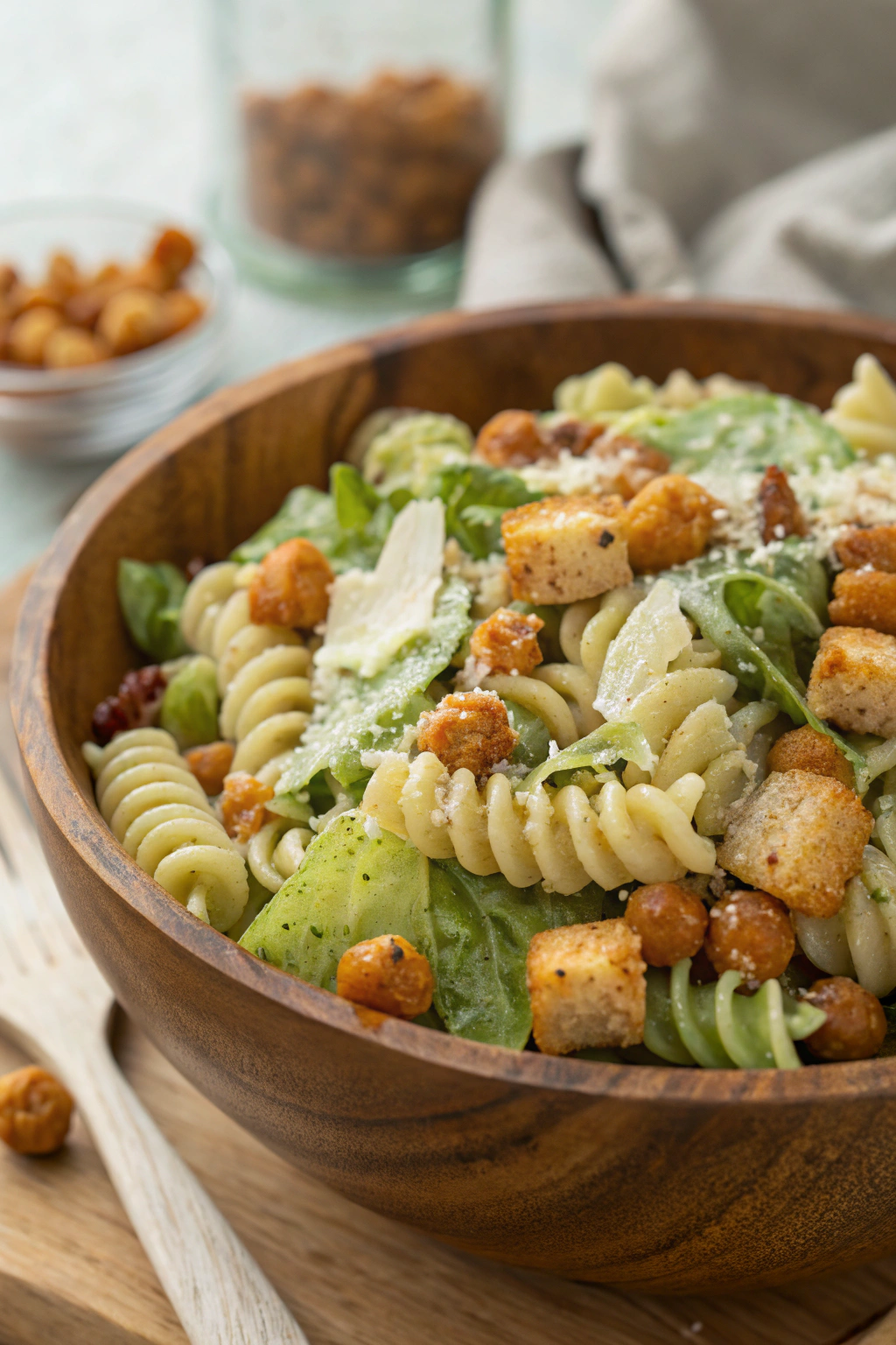 Kale Pasta Caesar Salad