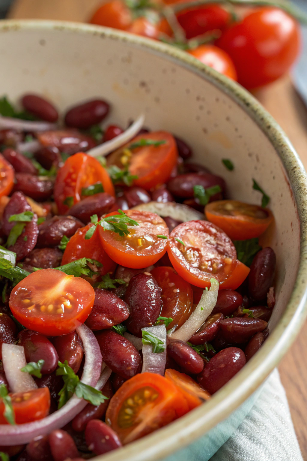 Kidney Bean, Red Onion And Tomato Salad