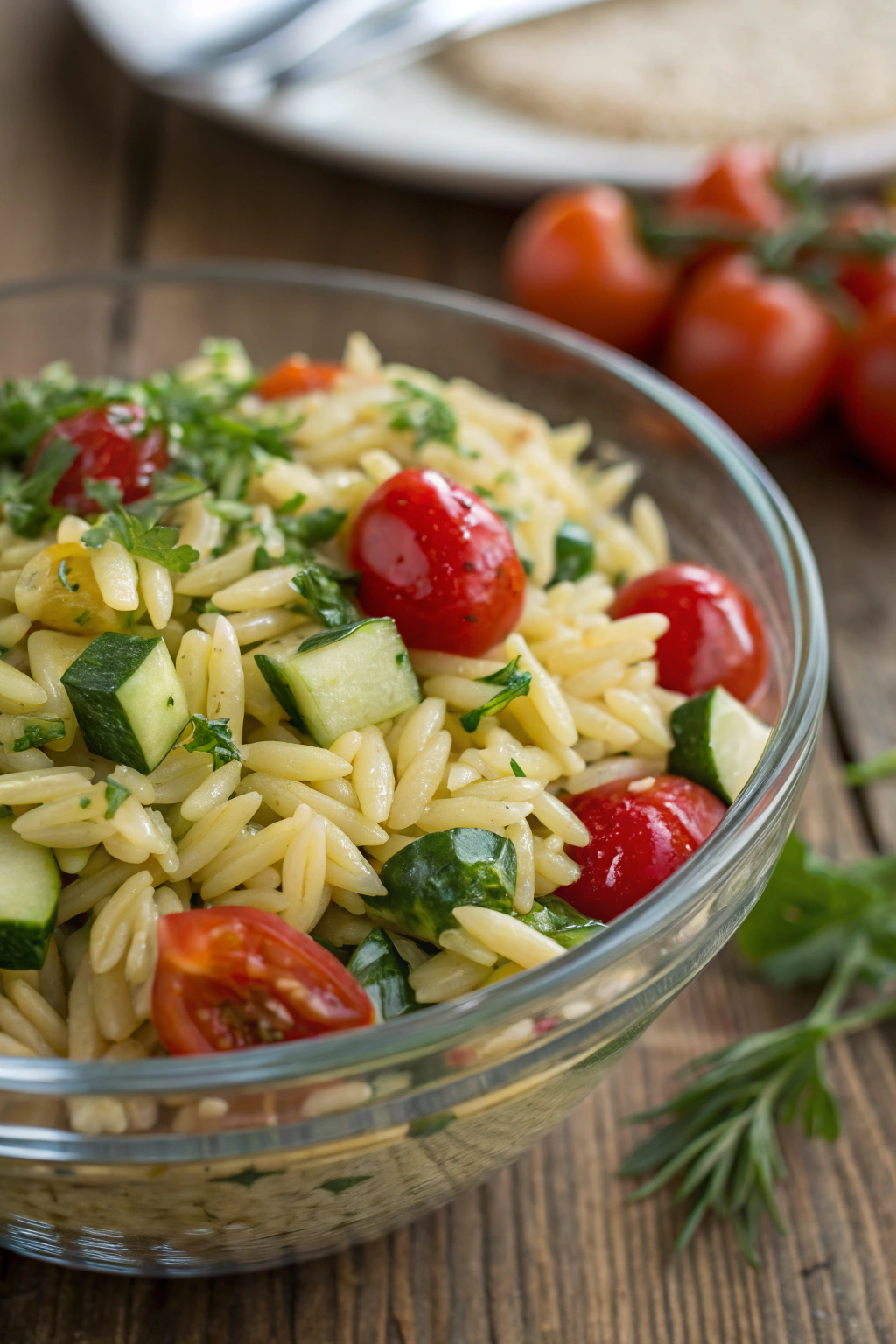 Lemon Orzo Pasta Salad with Cucumbers