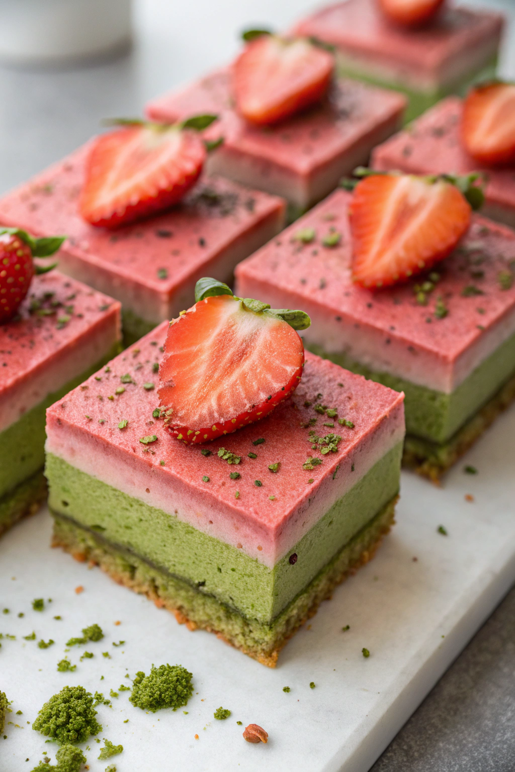 Matcha strawberry cream bars Recipe
