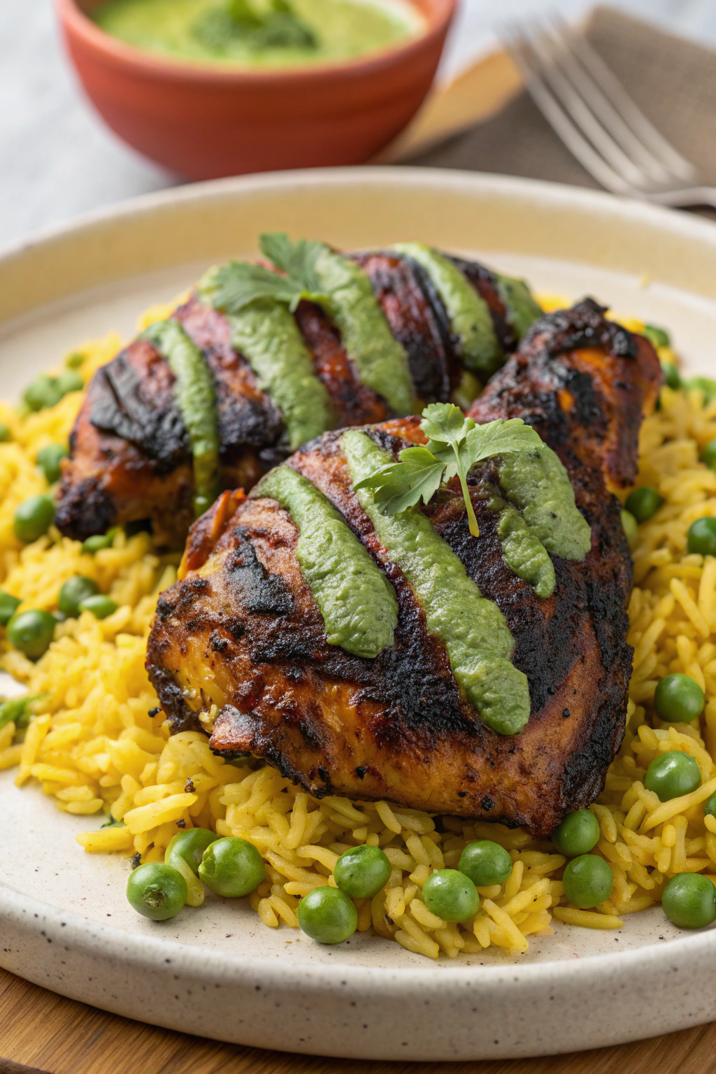 Peruvian Chicken and Rice with Green Sauce Recipe