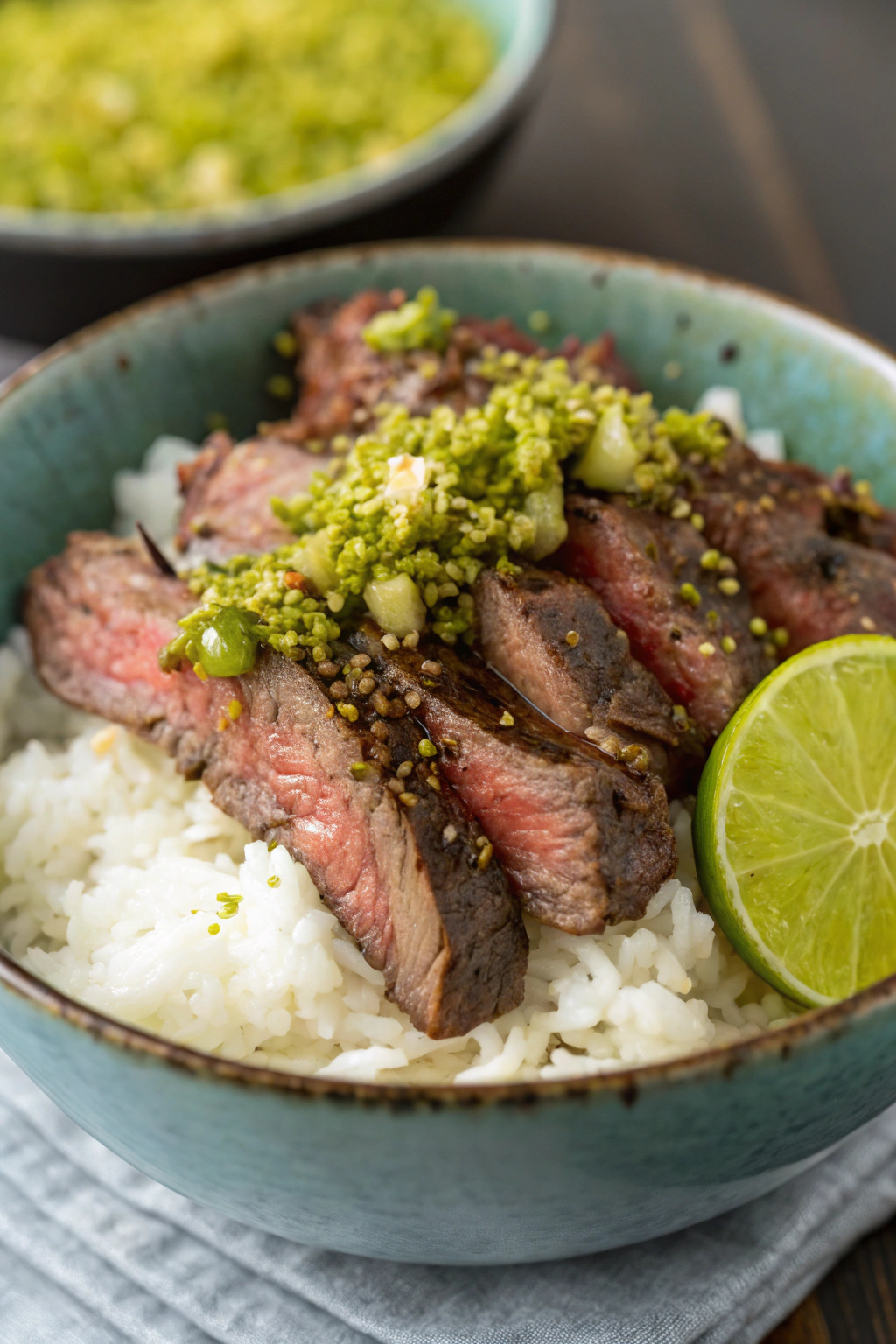 Skirt Steak Rice Bowls with Chimichurri Sauce