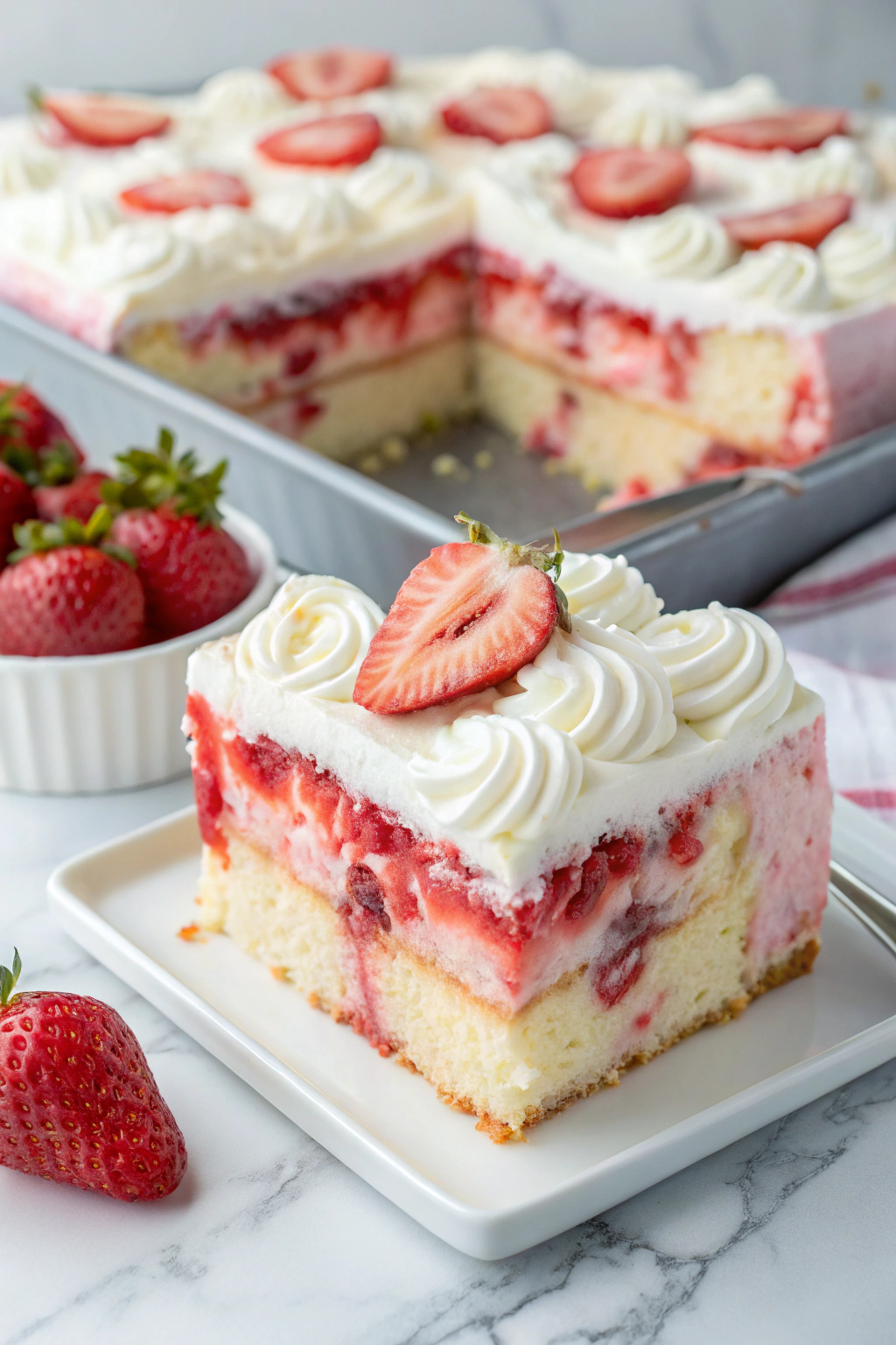 Strawberry Cheesecake Poke Cake