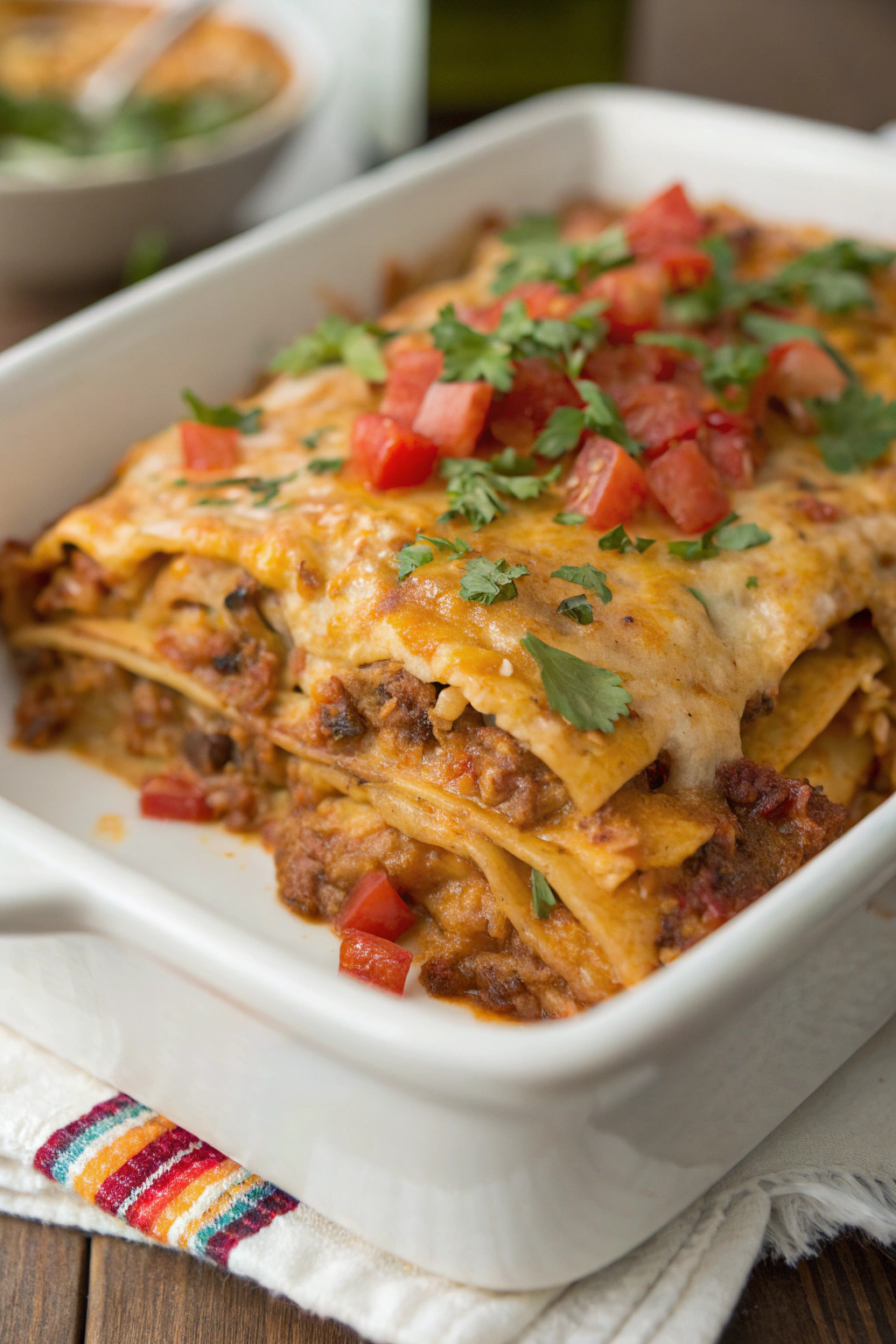 Hearty Crockpot Chicken Enchilada Casserole