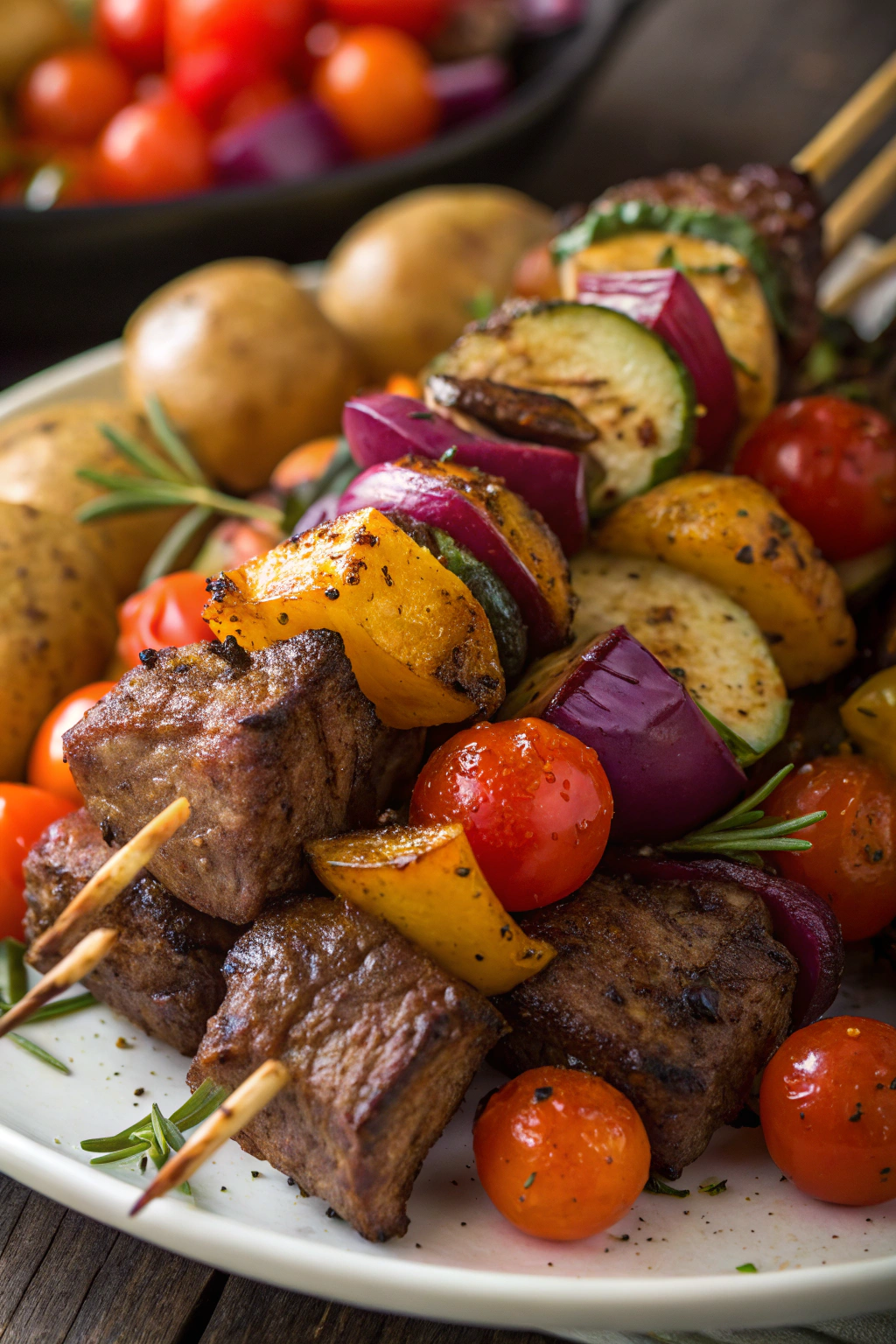 Rosemary Garlic Steak Kebabs
