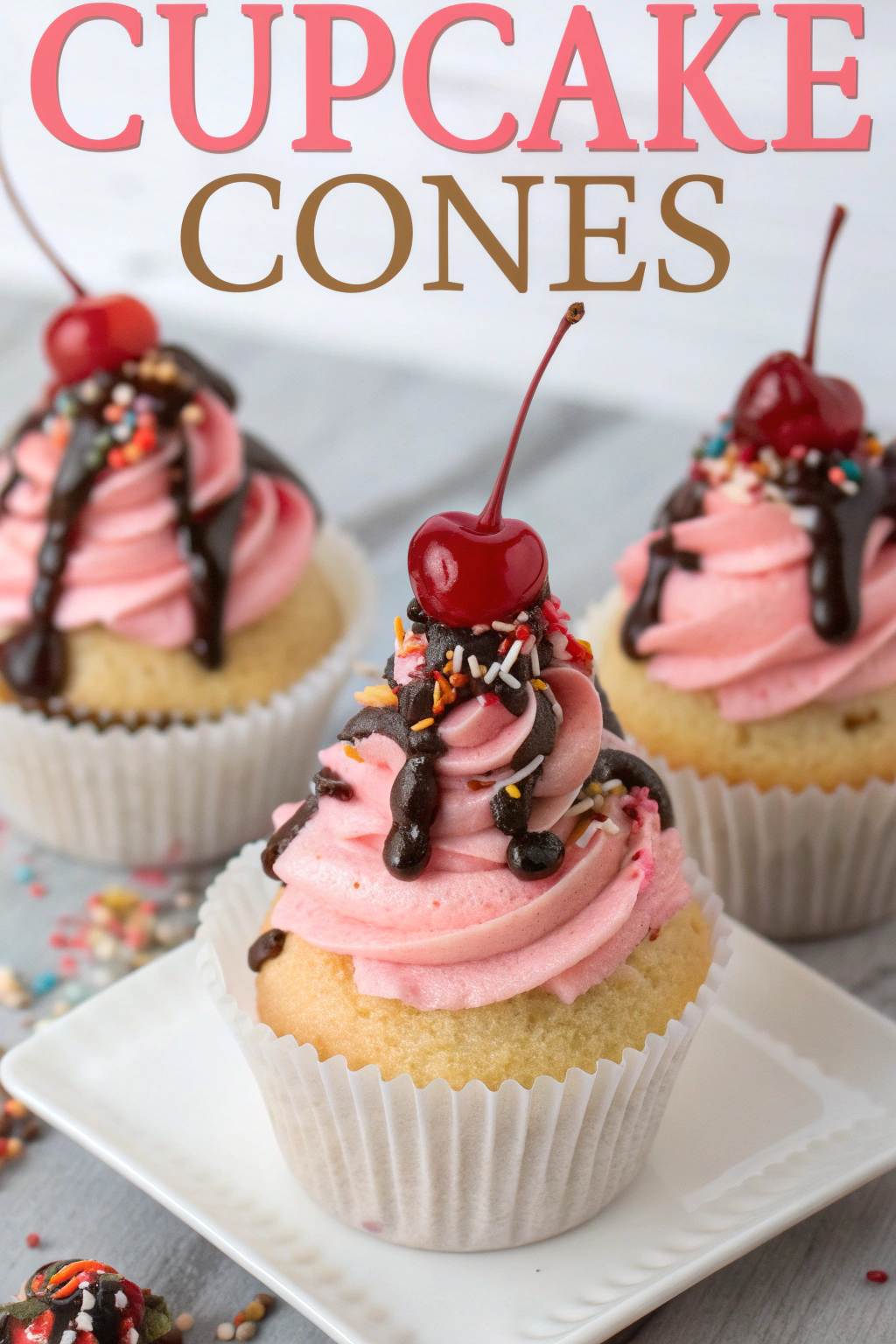 Strawberry Sundae Cupcakes