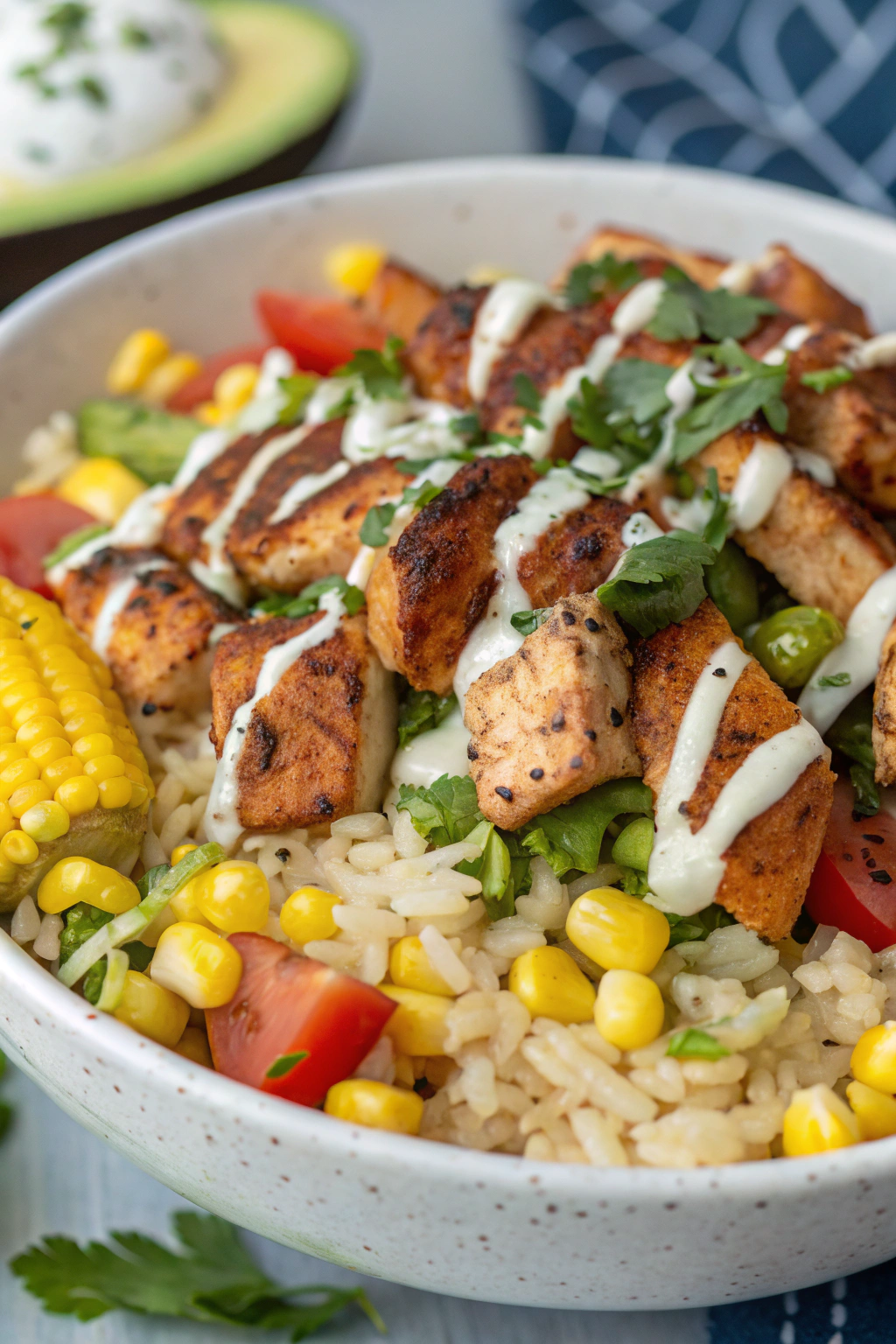 Street Corn Chicken Rice Bowl