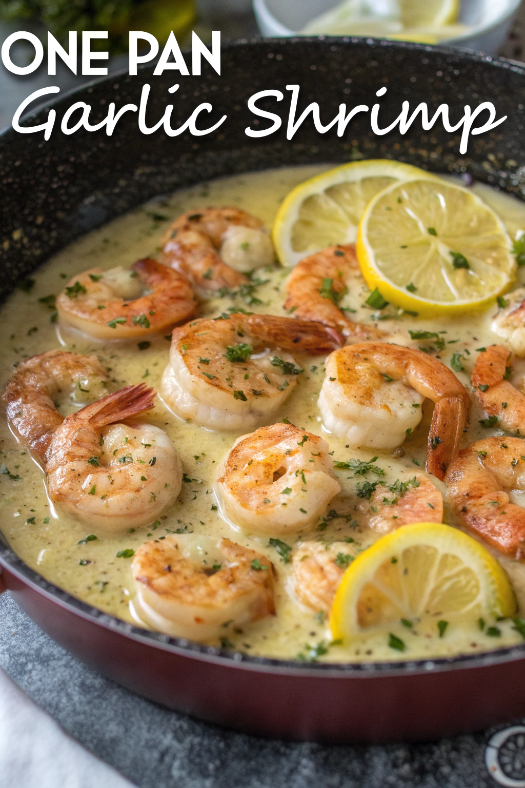 One Pan Dairy Free Creamy Garlic Shrimp Recipe