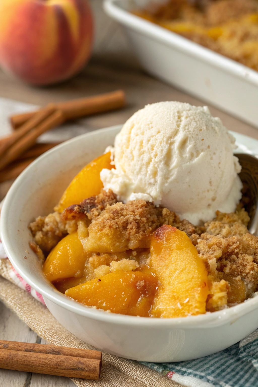 4 Ingredients Peach Cobbler Dump Cake Recipe