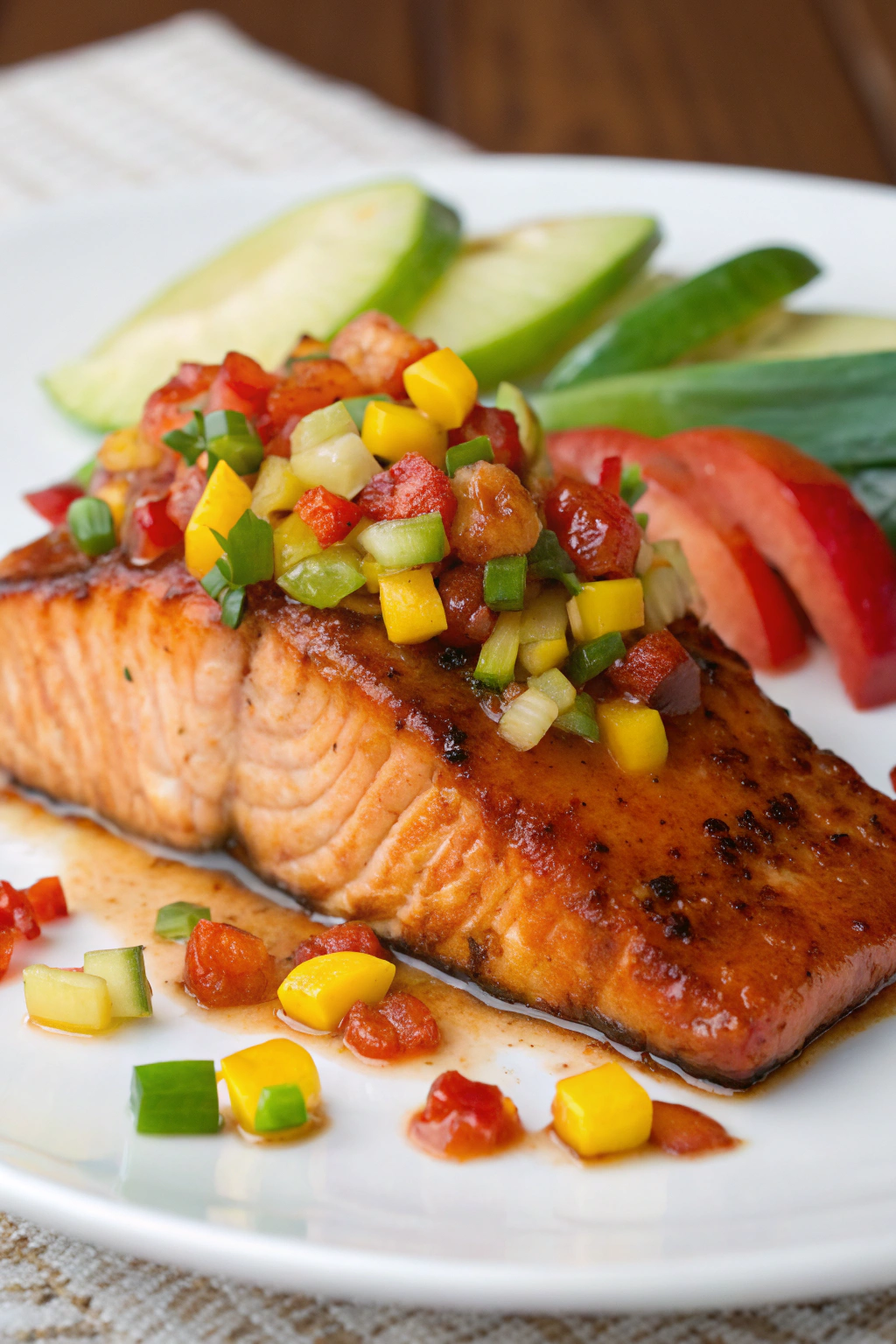 Balsamic Glazed Salmon with Peach Salsa