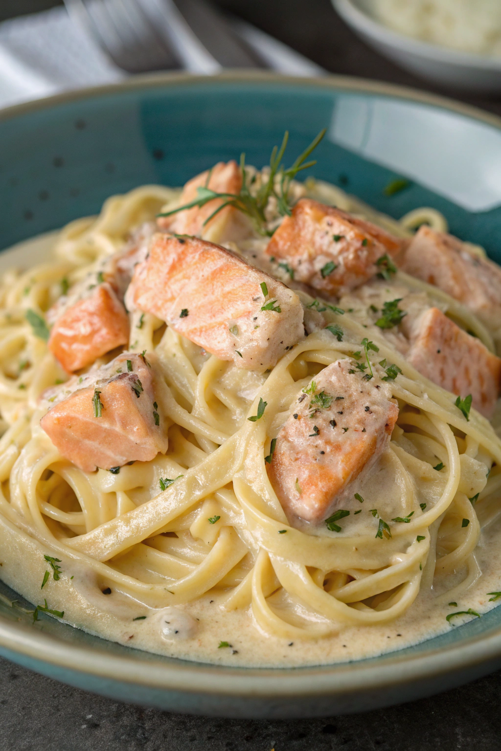 Creamy Garlic Salmon Pasta Recipe