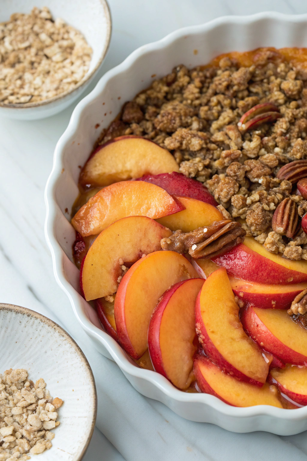 Nectarine Crisp with Cinnamon Oat Pecan Streusel
