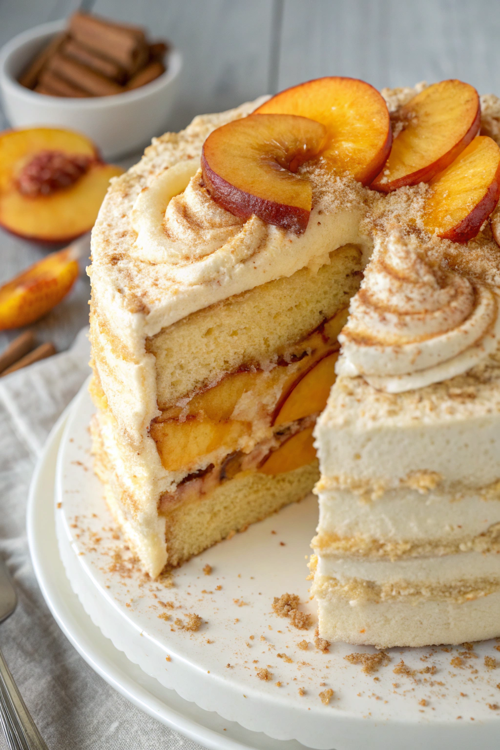 Peach Cobbler Cake With Brown Butter Frosting