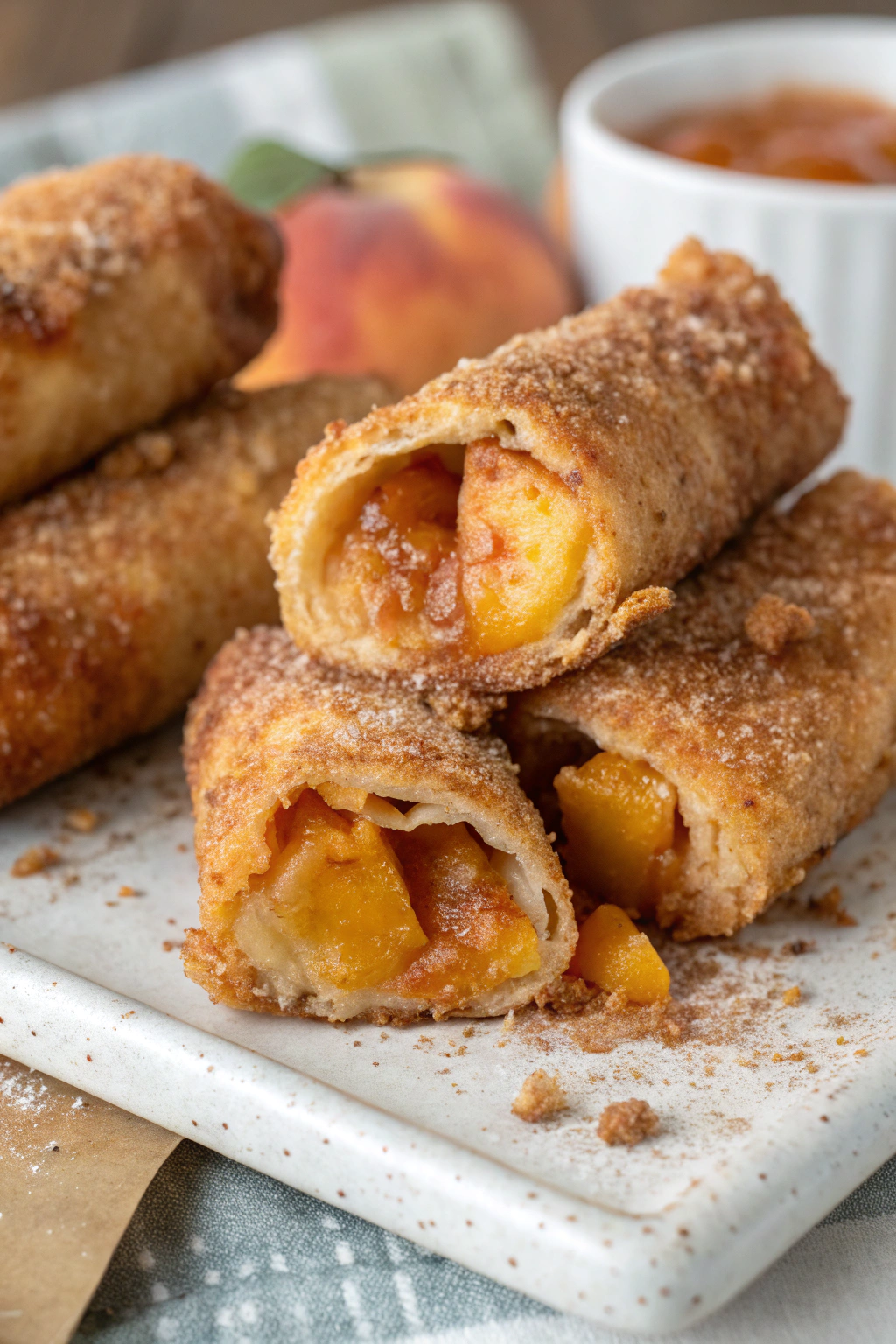 Peach Cobbler Egg Rolls Recipe