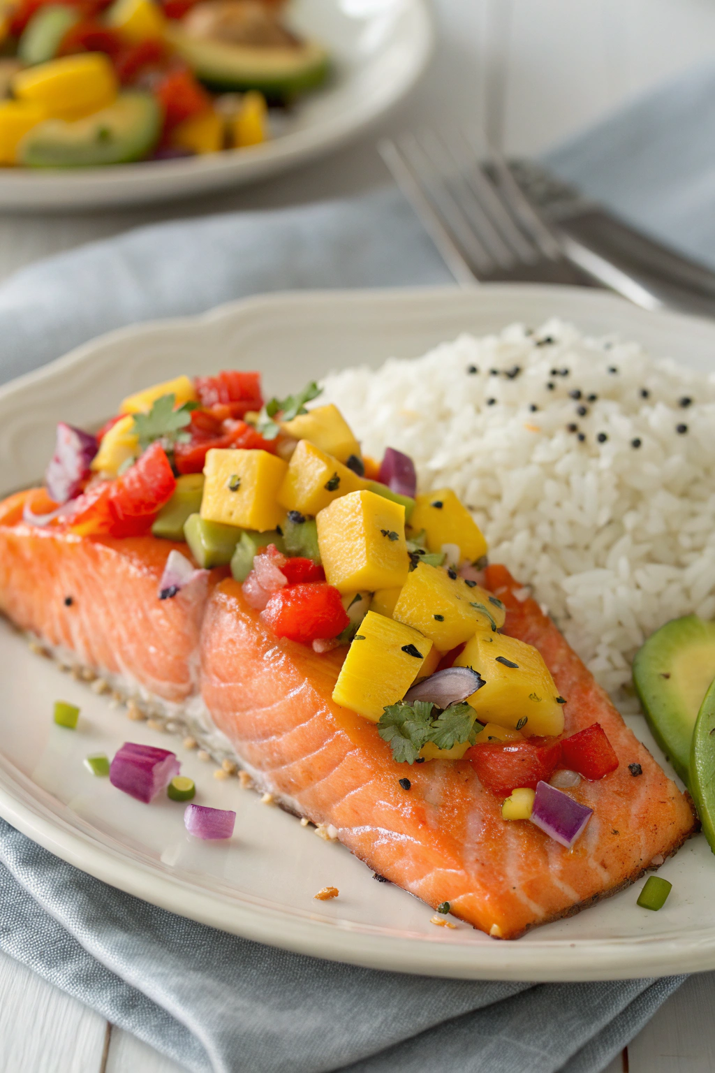 Spicy Asian Salmon with Mango Salsa
