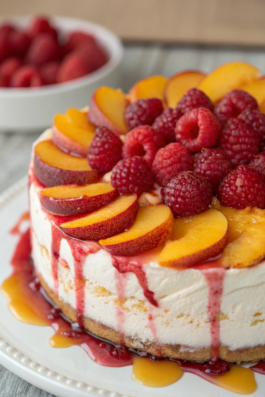 Summer Bliss Peach and Raspberry Cheesecake Recipe