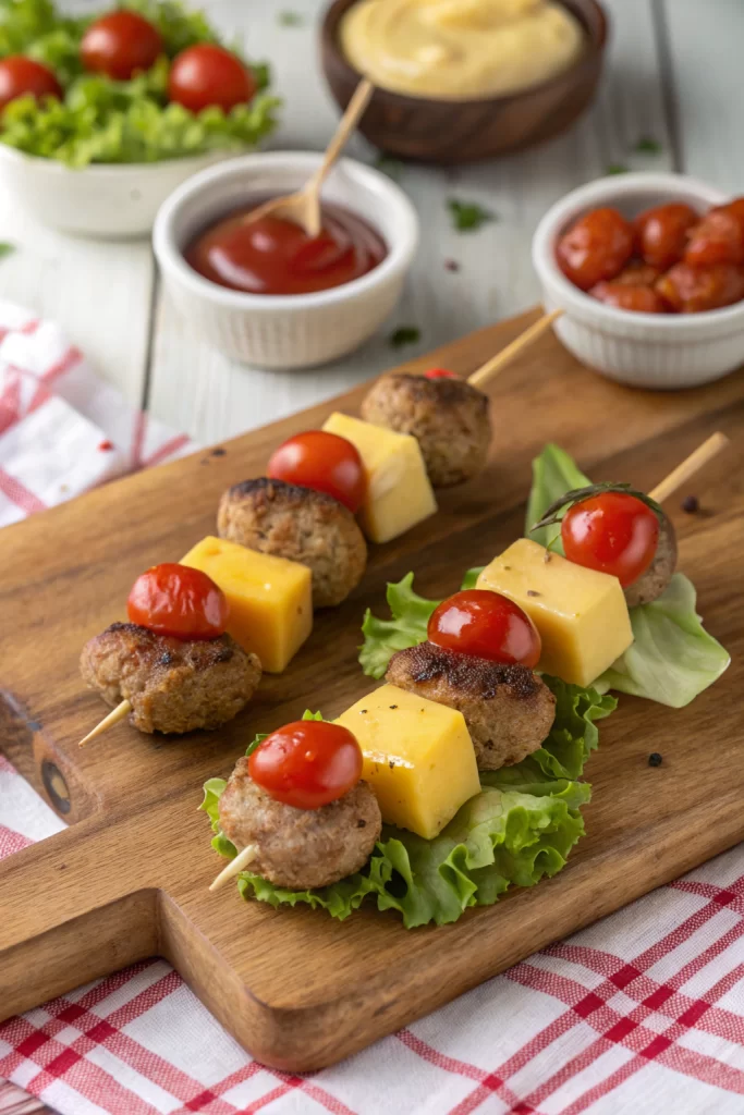 Cheeseburger Meatball Kabobs Recipe