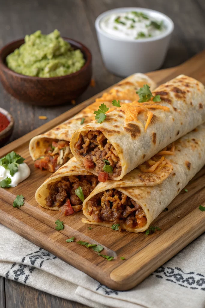 Cheesy Beef Burritos with Fries Recipe