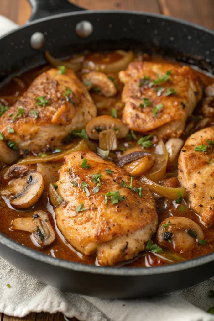 Cider Braised Chicken With Caramelized Onions Recipe