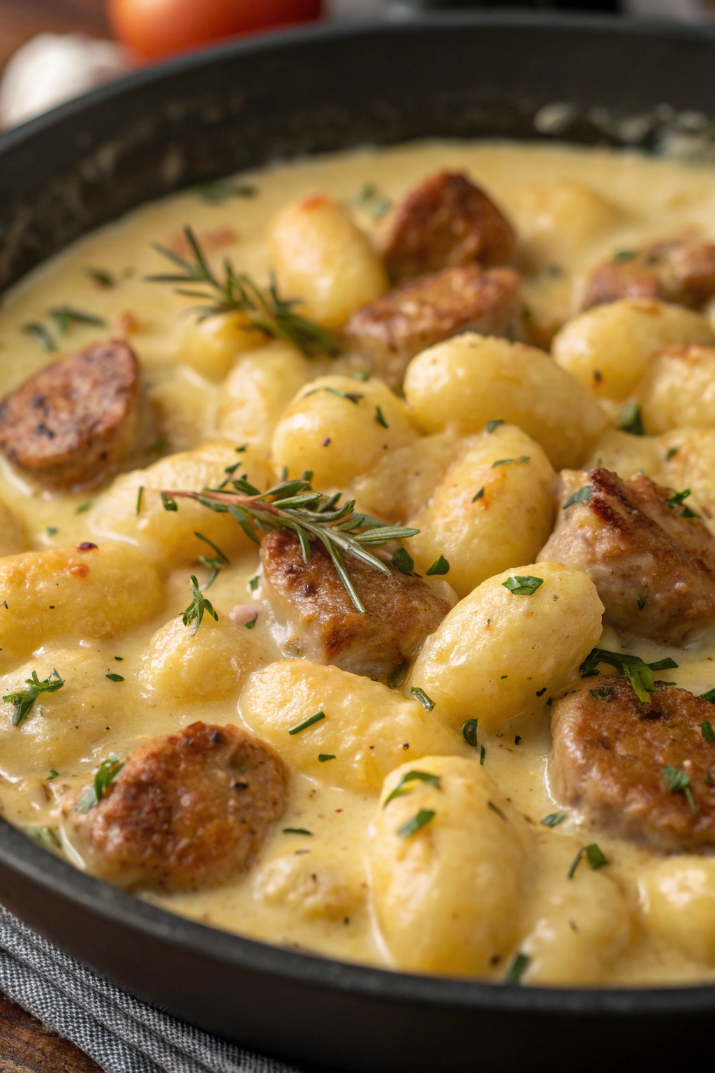 Creamy Butternut Squash Gnocchi with Sausage Thyme and Sage