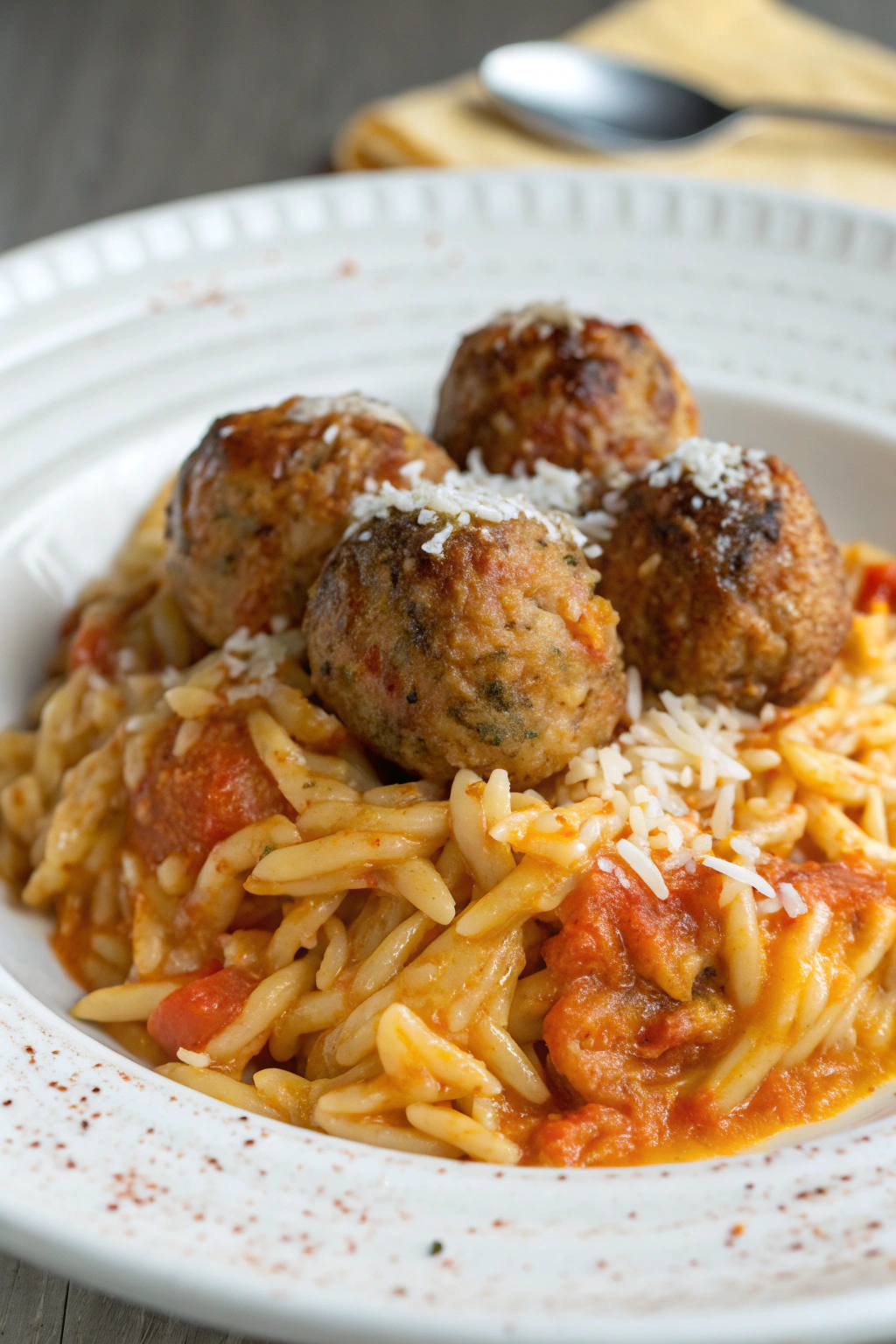 Lemon Thyme Meatballs with Pumpkin Orzo Recipe