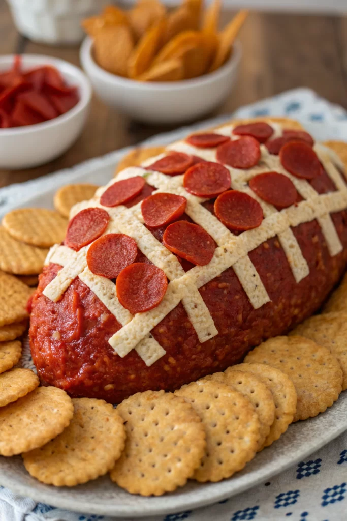 Pepperoni Football Cheese Ball Recipe