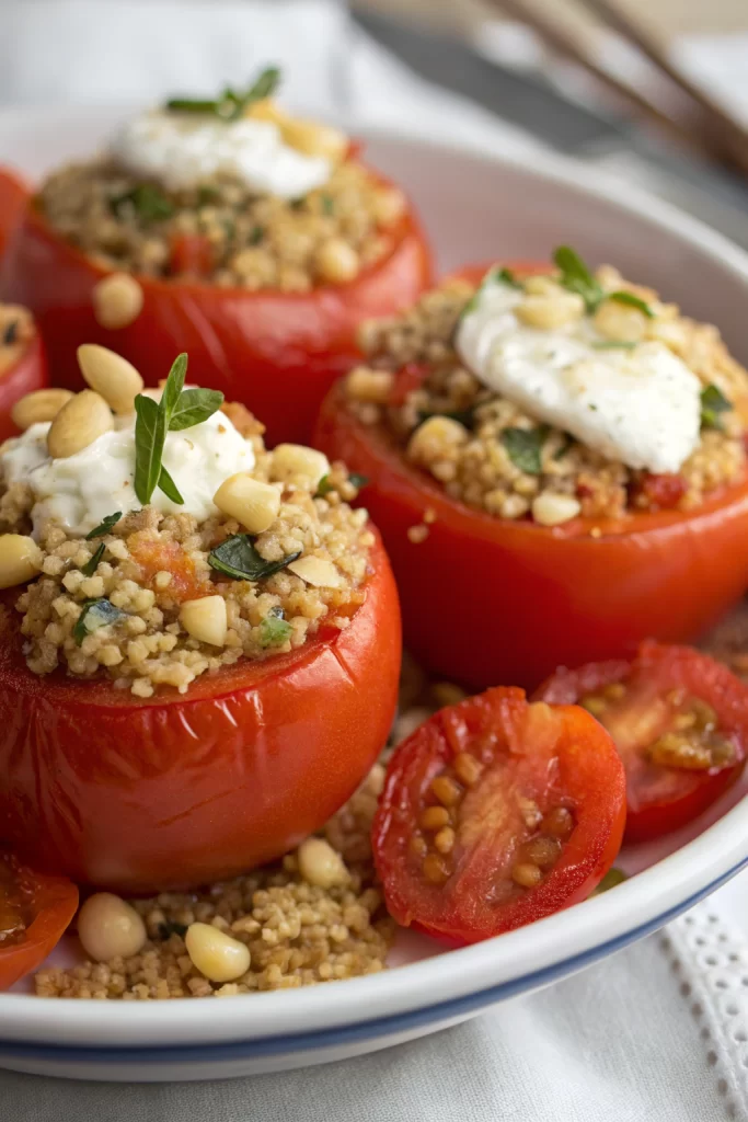 Quinoa Stuffed Tomatoes with Basil and Pine Nuts Recipe