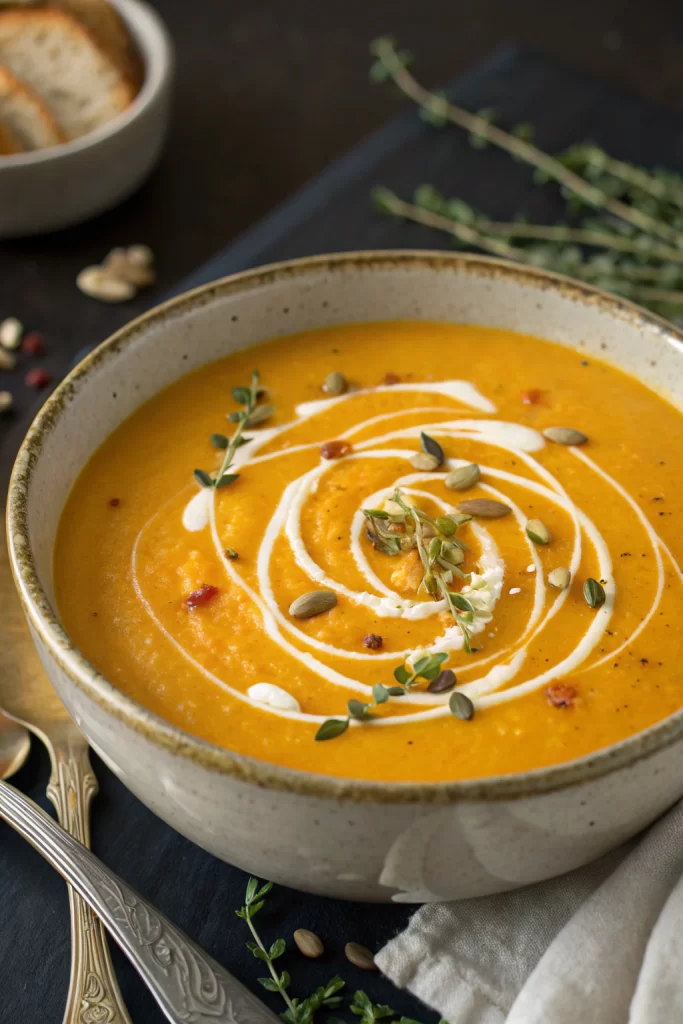 Spicy Butternut Squash Sweet Potato Soup Recipe
