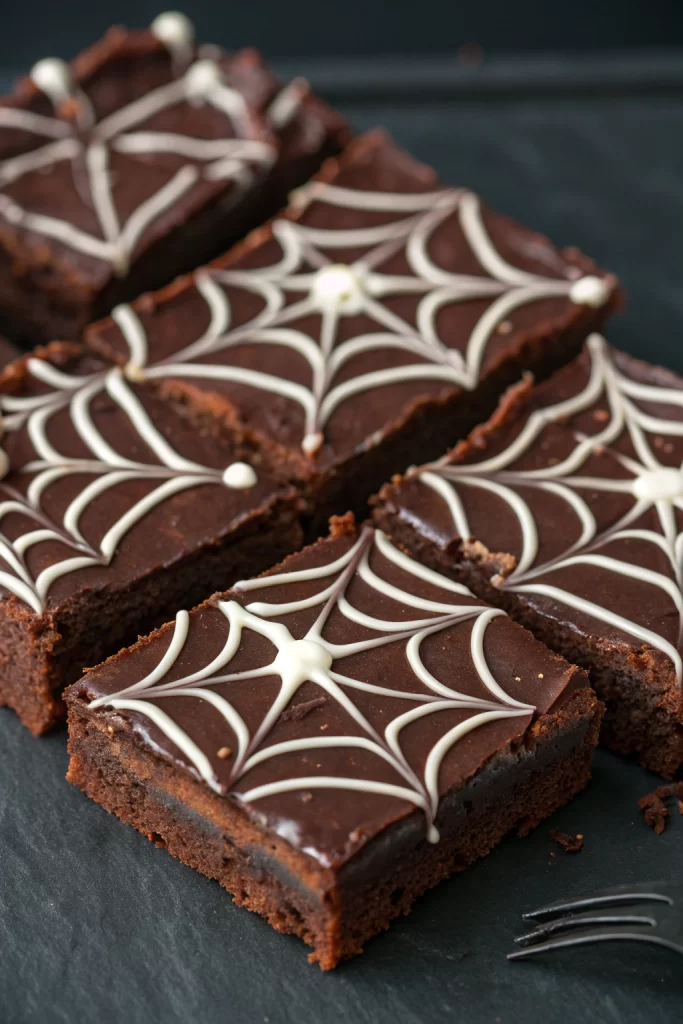 White Chocolate Spiderweb Brownies Recipe