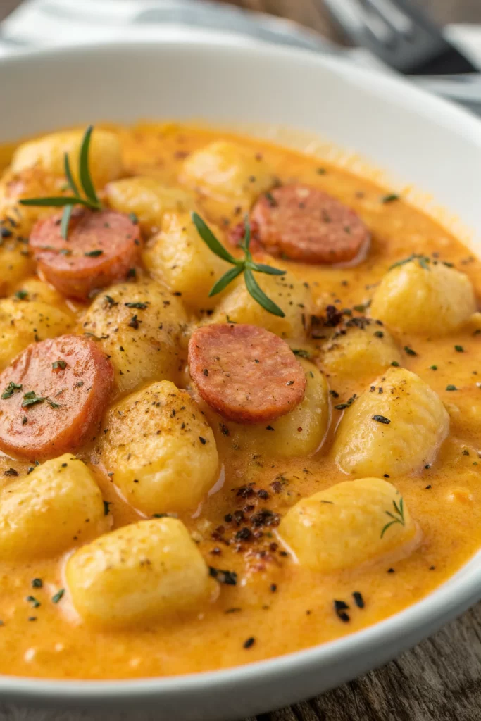 Creamy Butternut Squash Gnocchi with Sausage, Thyme and Sage