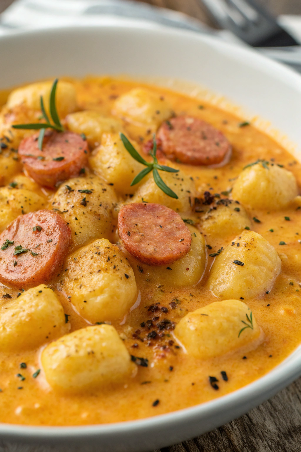 Creamy Butternut Squash Gnocchi with Sausage, Thyme and Sage